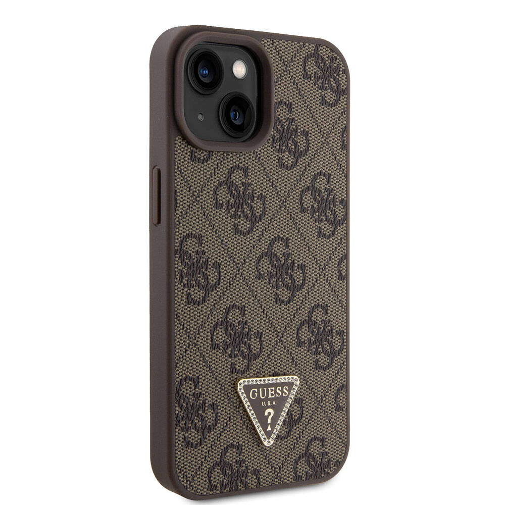 Capa para Apple iPhone 15, Guess, Crossbody 4G Metal Logo, Castanho