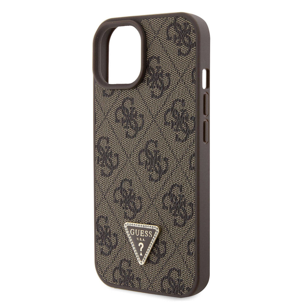 Capa para Apple iPhone 15, Guess, Crossbody 4G Metal Logo, Castanho