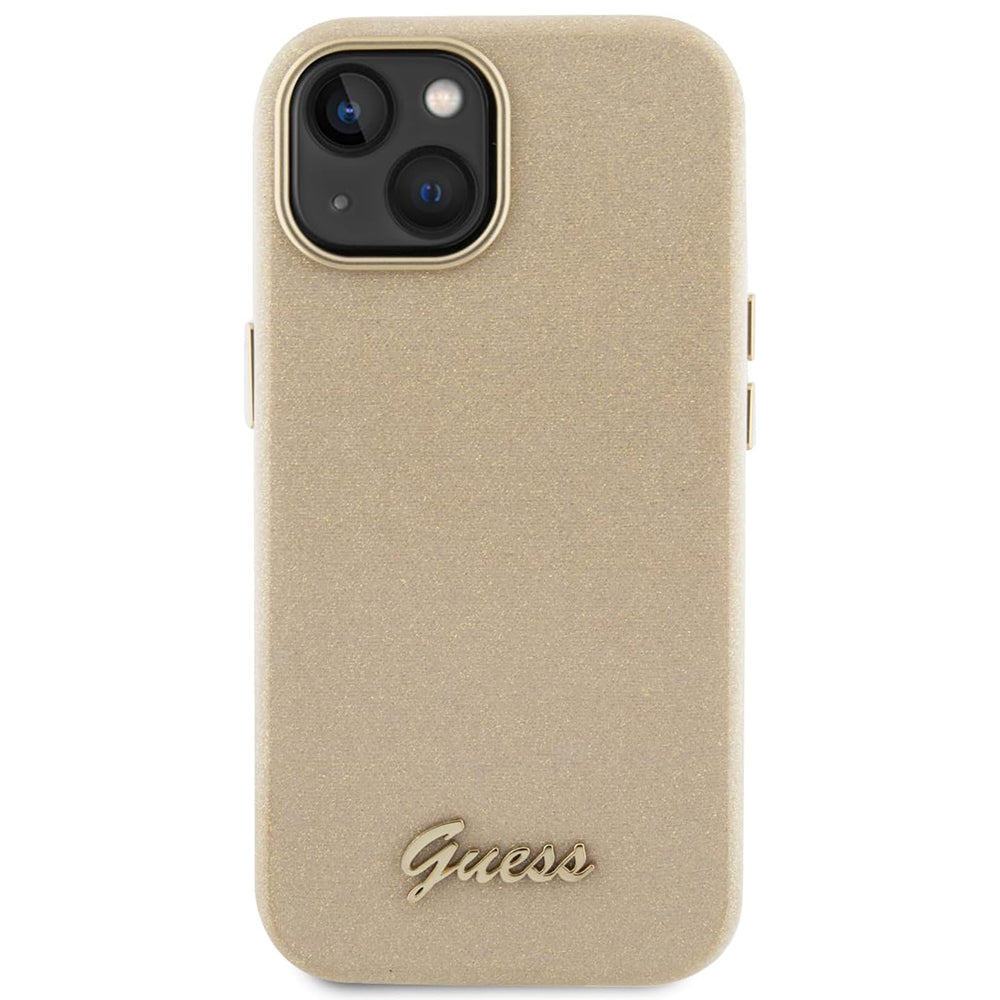 Capa para Apple iPhone 15, Guess, Glitter Glossy Script, Bege