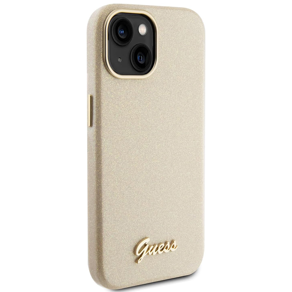 Capa para Apple iPhone 15, Guess, Glitter Glossy Script, Bege