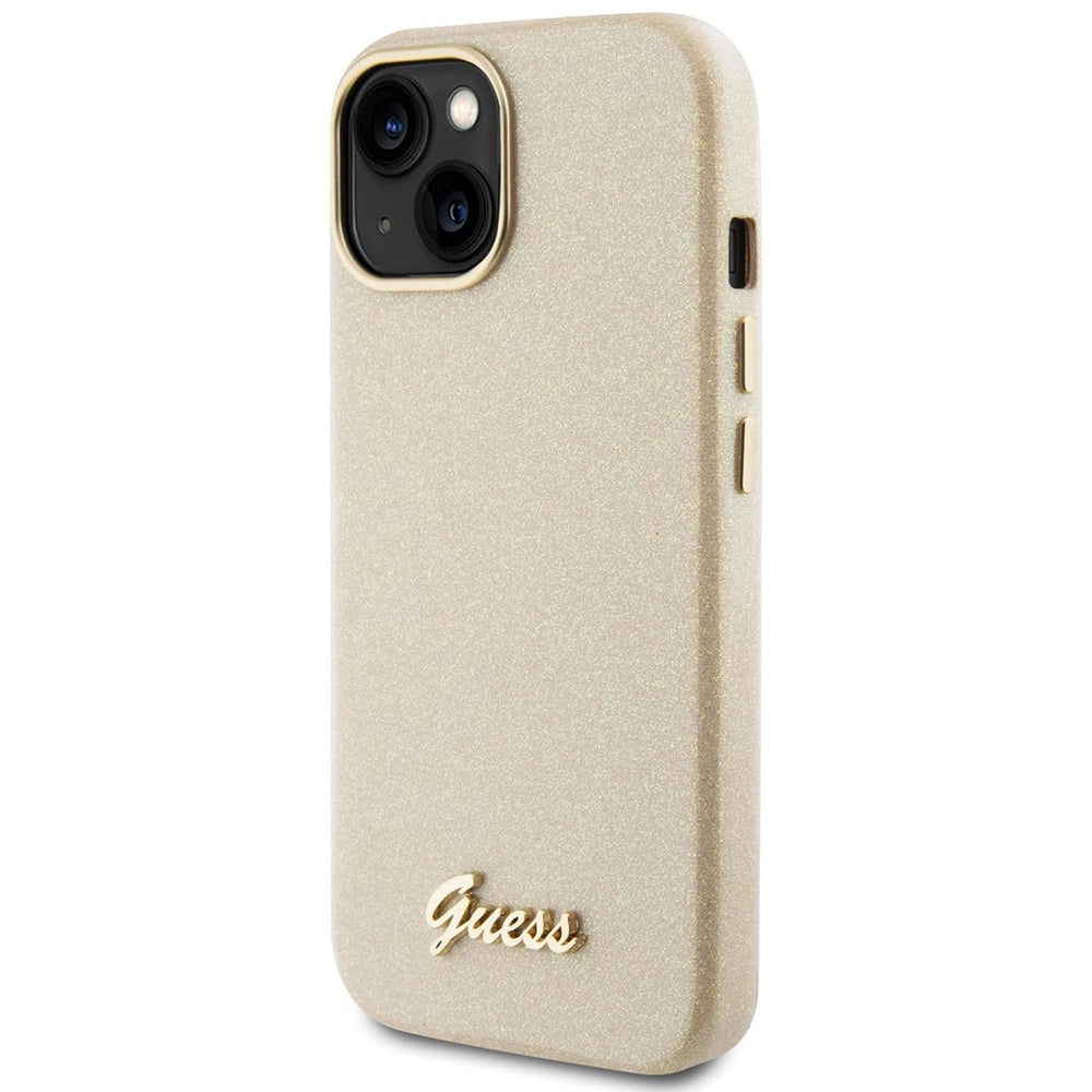 Capa para Apple iPhone 15, Guess, Glitter Glossy Script, Bege