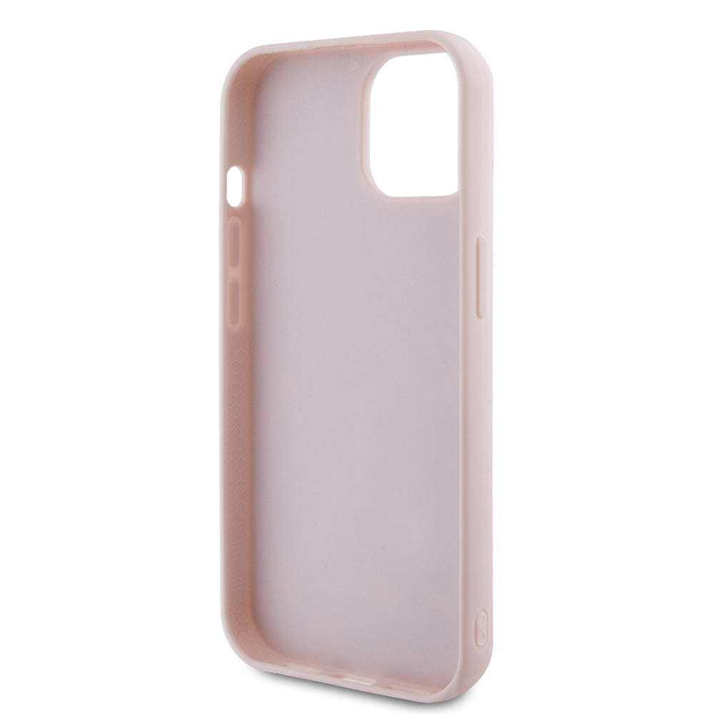 Case for Apple iPhone 15, Guess, Quilted Metal Logo, Pink