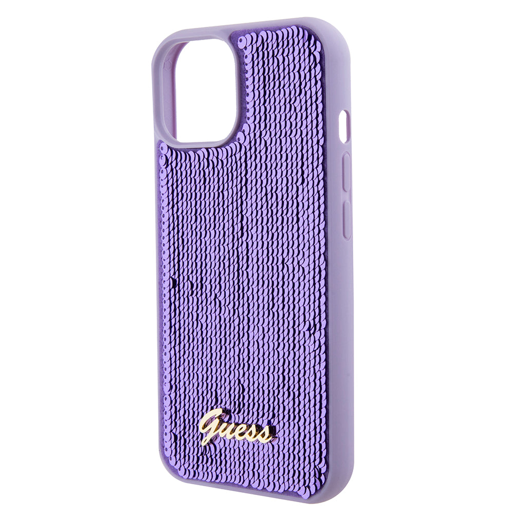 Capa para Apple iPhone 15, Guess, Sequin Script Metal, Roxo