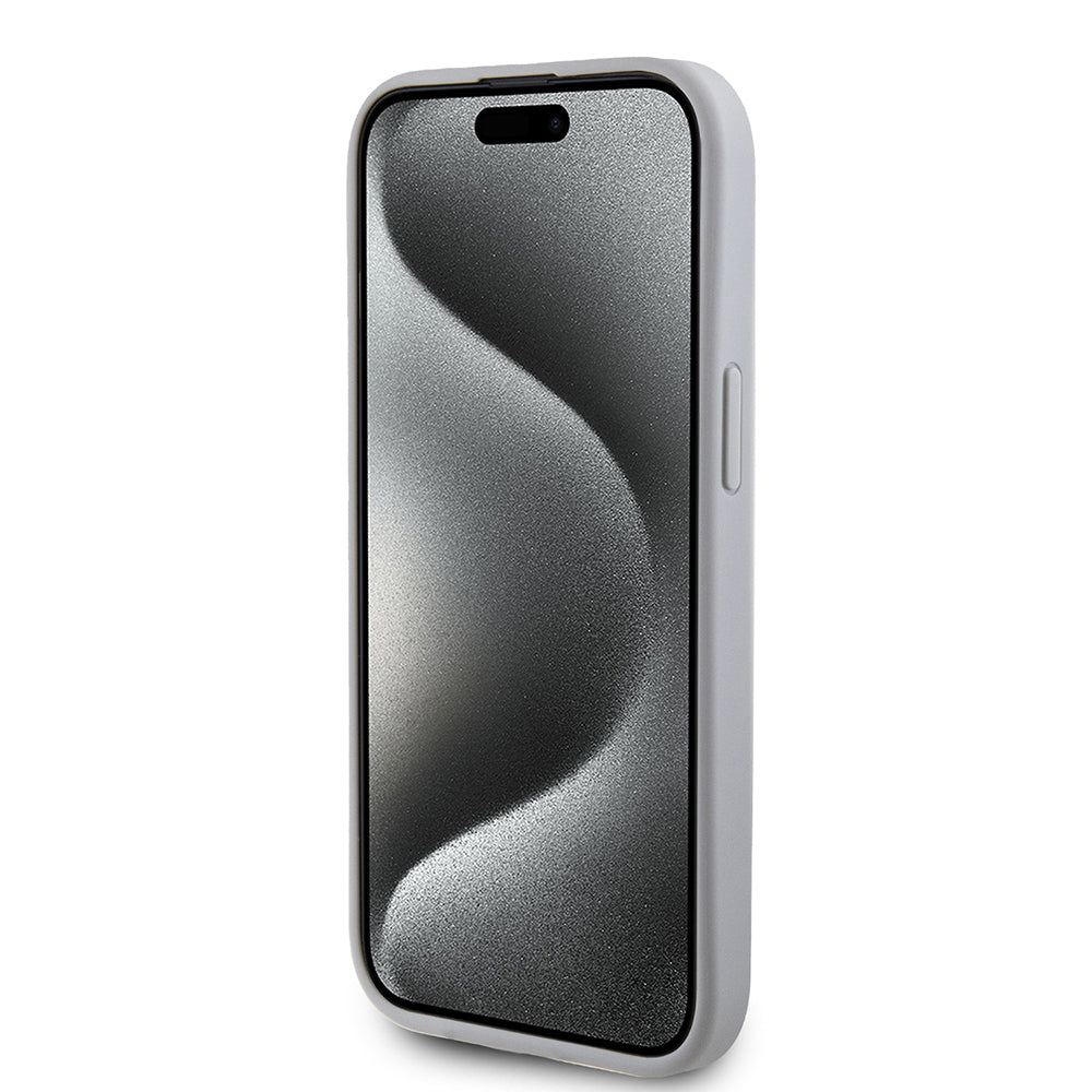 Capa para Apple iPhone 15, Guess, Strass Metal Logo, Prateada