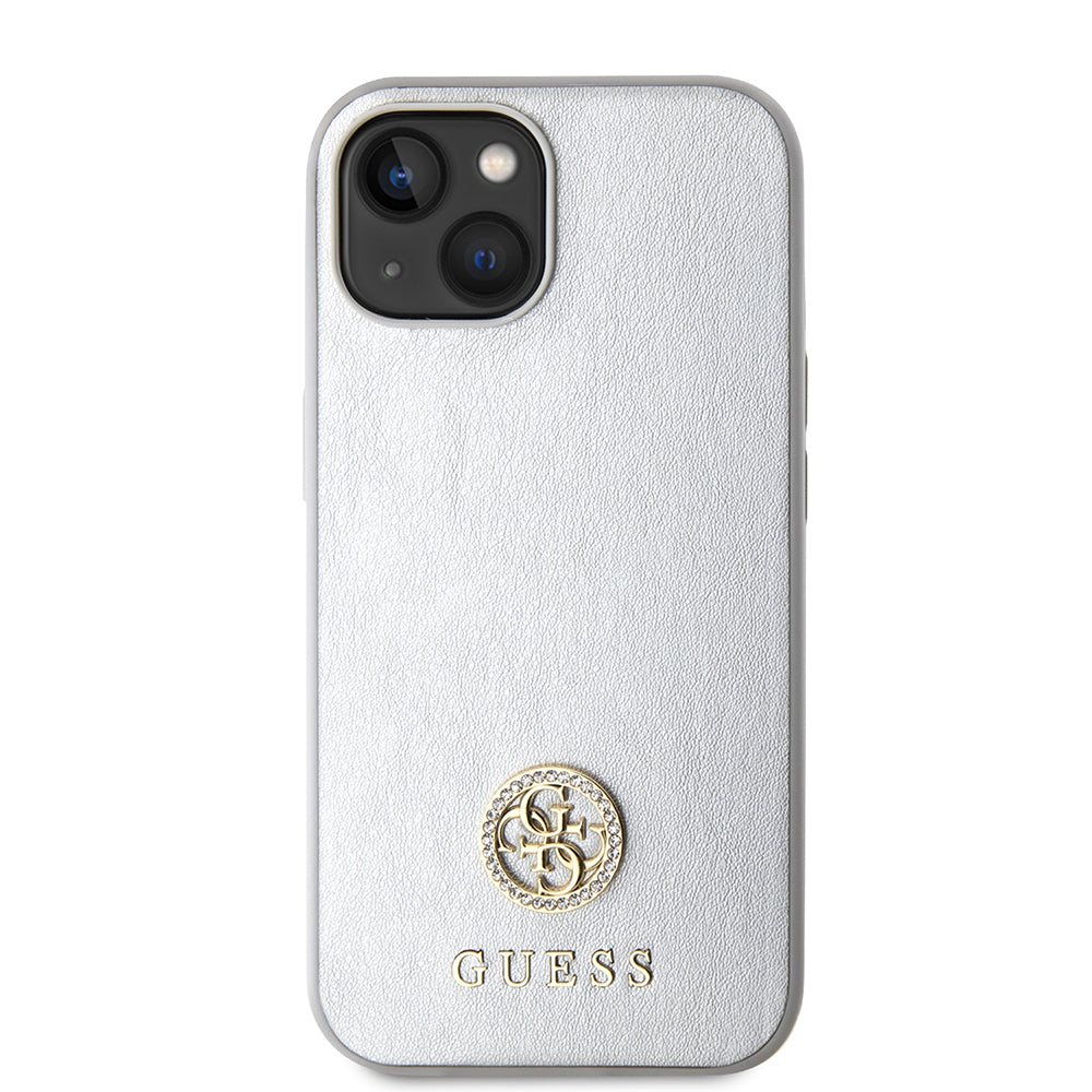 Capa para Apple iPhone 15, Guess, Strass Metal Logo, Prateada