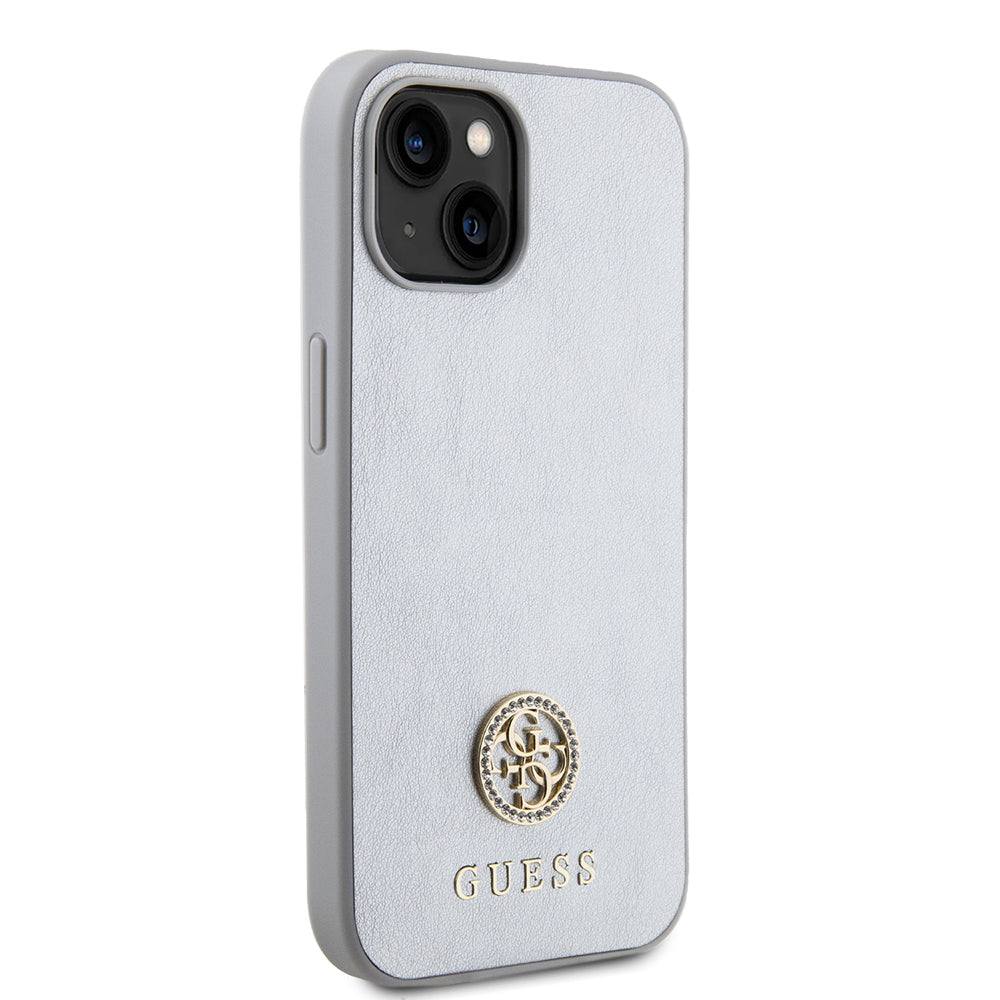 Capa para Apple iPhone 15, Guess, Strass Metal Logo, Prateada