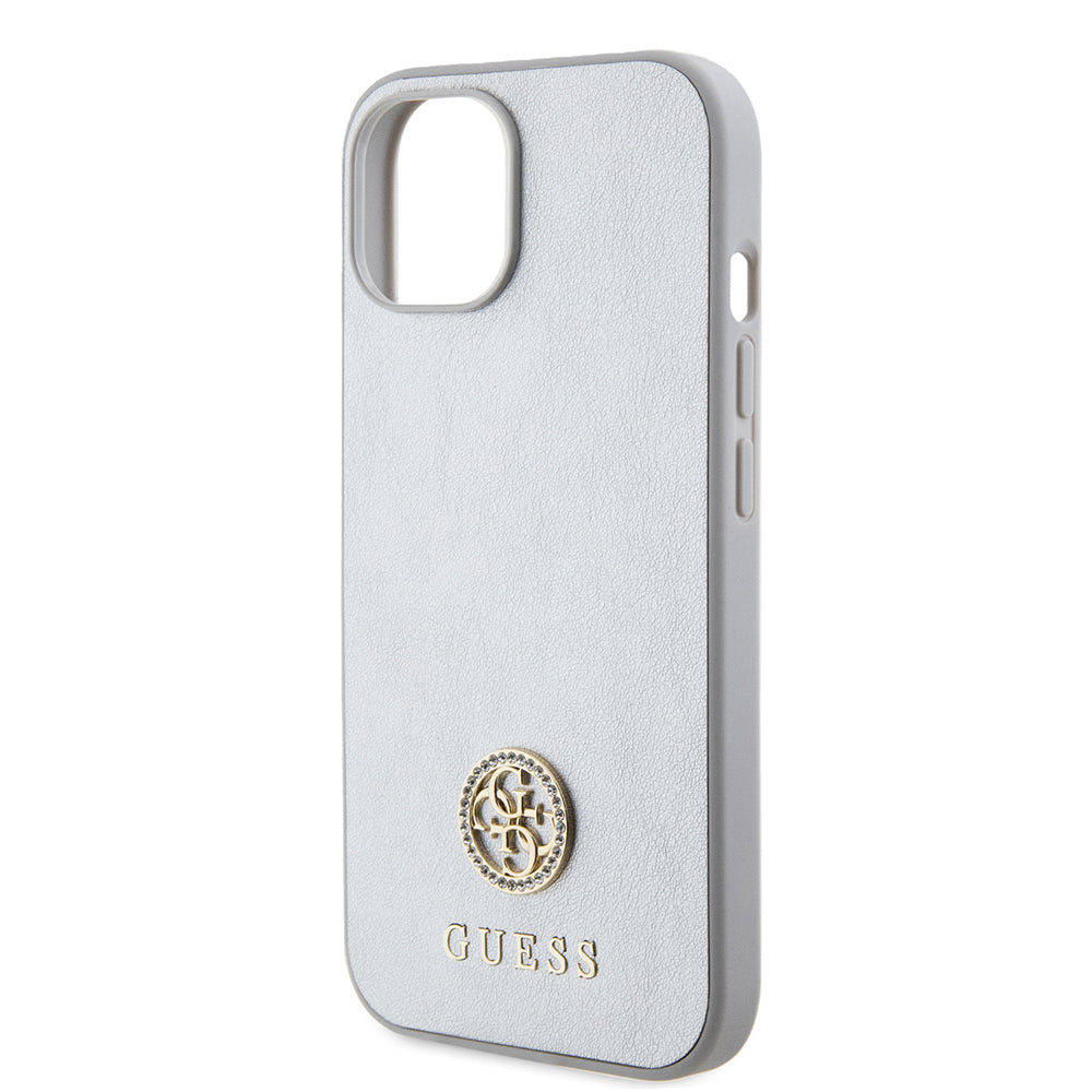 Capa para Apple iPhone 15, Guess, Strass Metal Logo, Prateada
