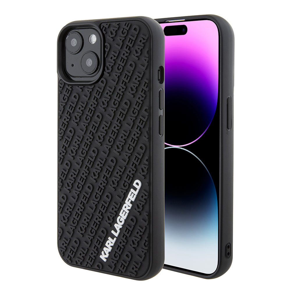 Capa para Apple iPhone 15, Karl Lagerfeld, 3D Rubber Multi Logo, Preta