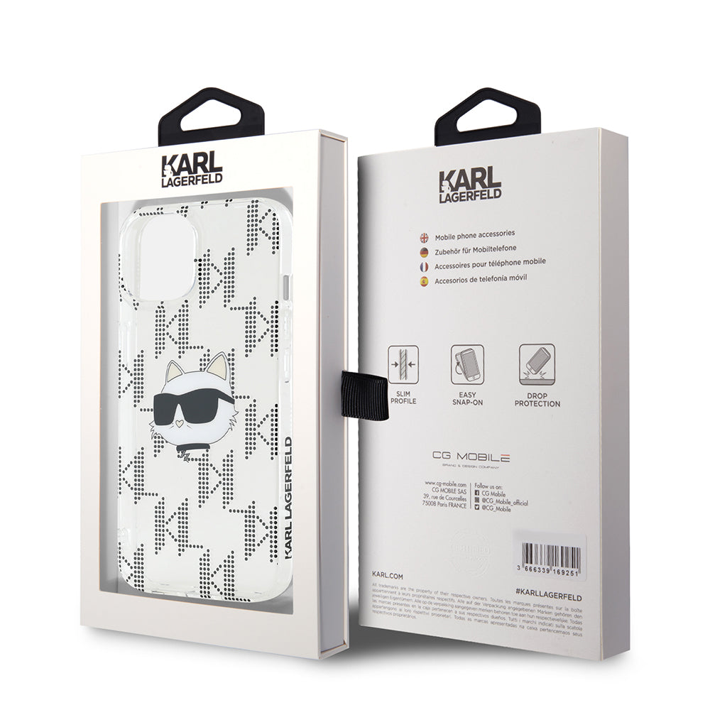 Capa para Apple iPhone 15, Karl Lagerfeld, IML Electroplated Choupette Head, Transparente