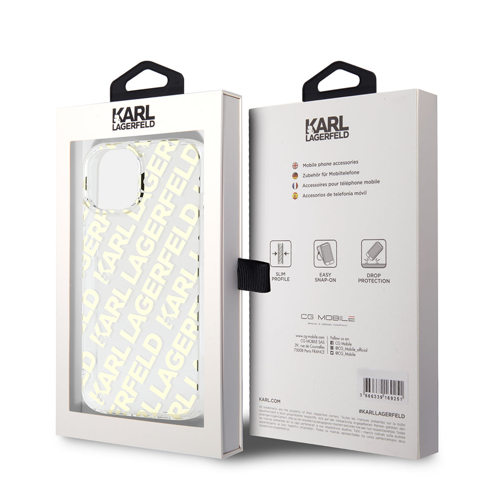 Capa para Apple iPhone 15, Karl Lagerfeld, IML Luxury Gold Fullover Logo, Dourada
