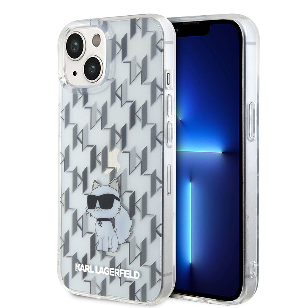 Capa para Apple iPhone 15, Karl Lagerfeld, Monogram Choupette, Transparente