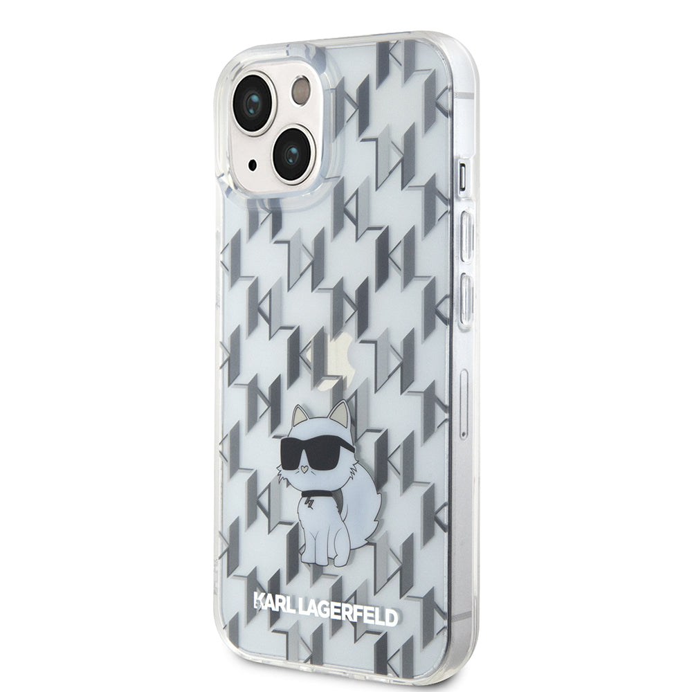 Capa para Apple iPhone 15, Karl Lagerfeld, Monogram Choupette, Transparente