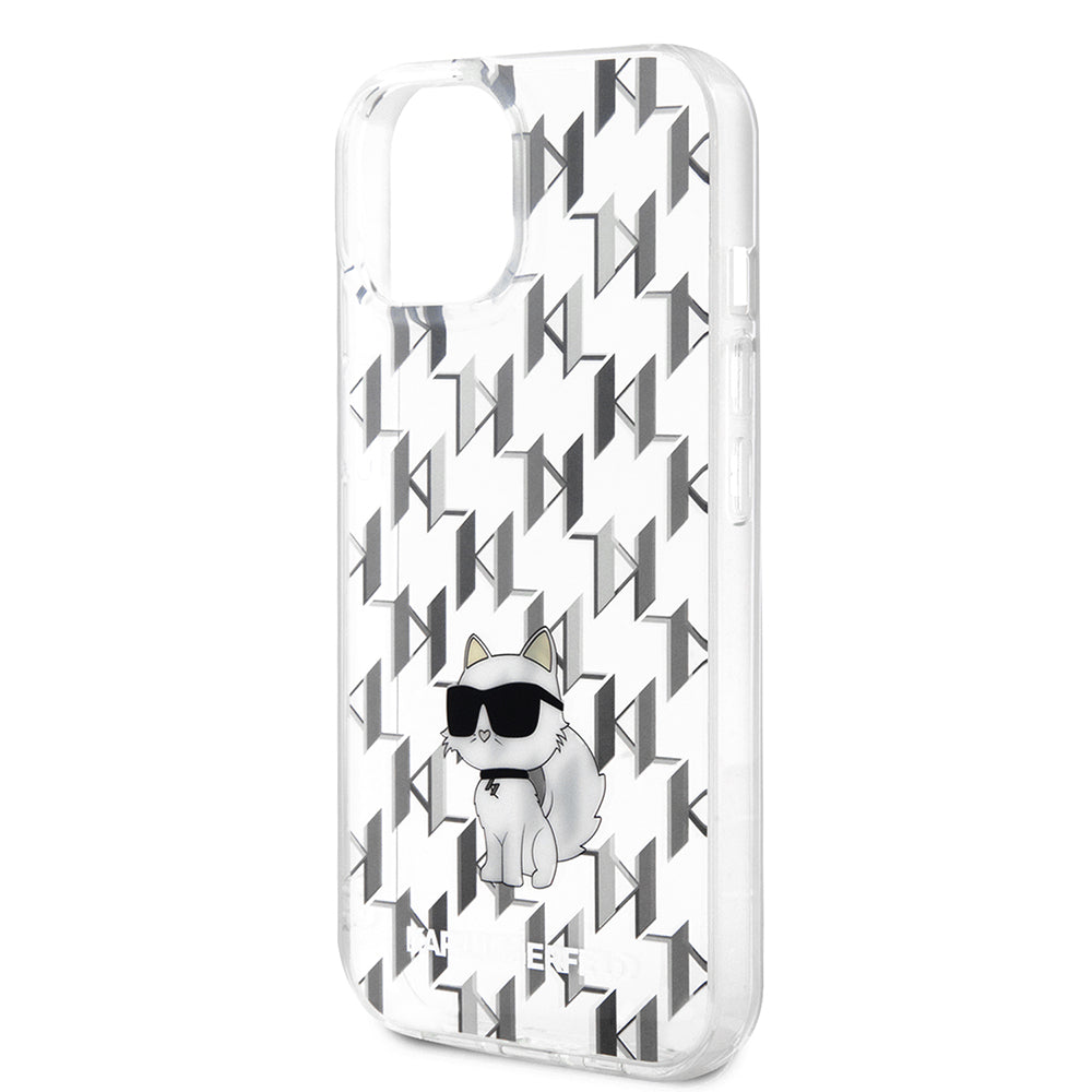 Capa para Apple iPhone 15, Karl Lagerfeld, Monogram Choupette, Transparente