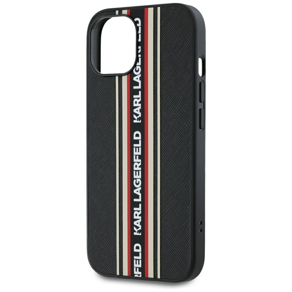 Capa para Apple iPhone 15, Karl Lagerfeld, Saffiano Athleisure Stripes com Alça, Rosie