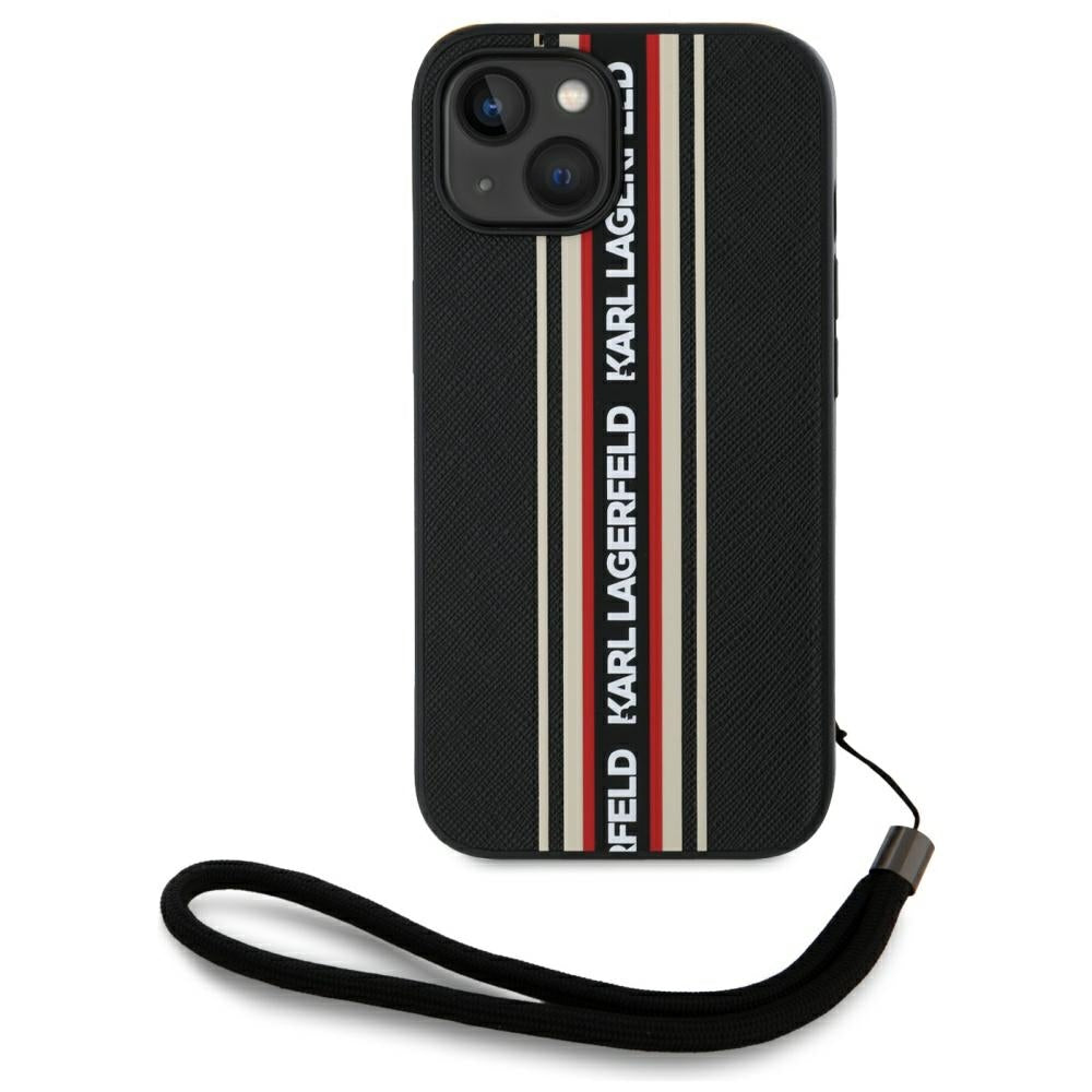 Capa para Apple iPhone 15, Karl Lagerfeld, Saffiano Athleisure Stripes com Alça, Rosie