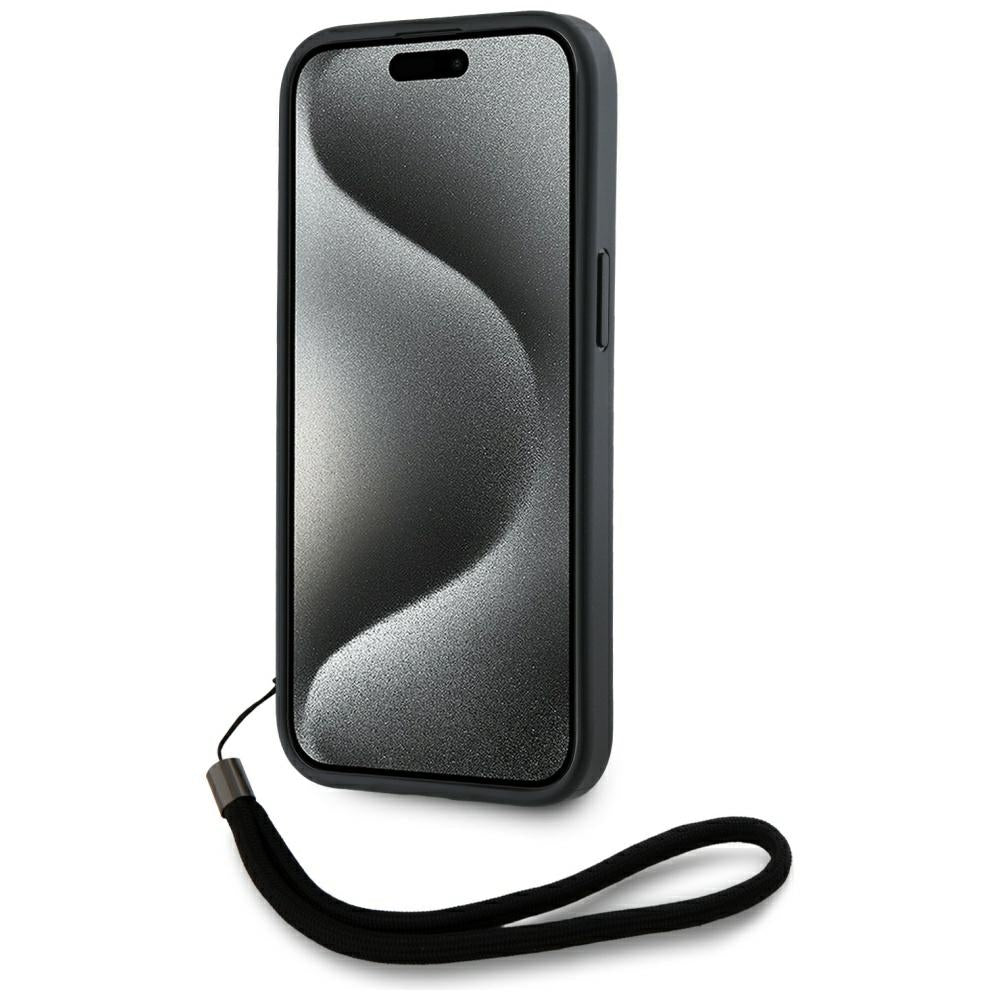 Capa para Apple iPhone 15, Karl Lagerfeld, Saffiano Athleisure Stripes com Alça, Rosa