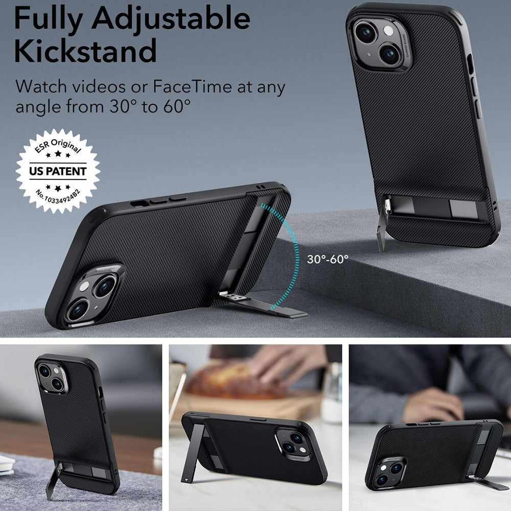 Capa para Apple iPhone 15 Plus, ESR, Air Shield Boost Kickstand, Preta