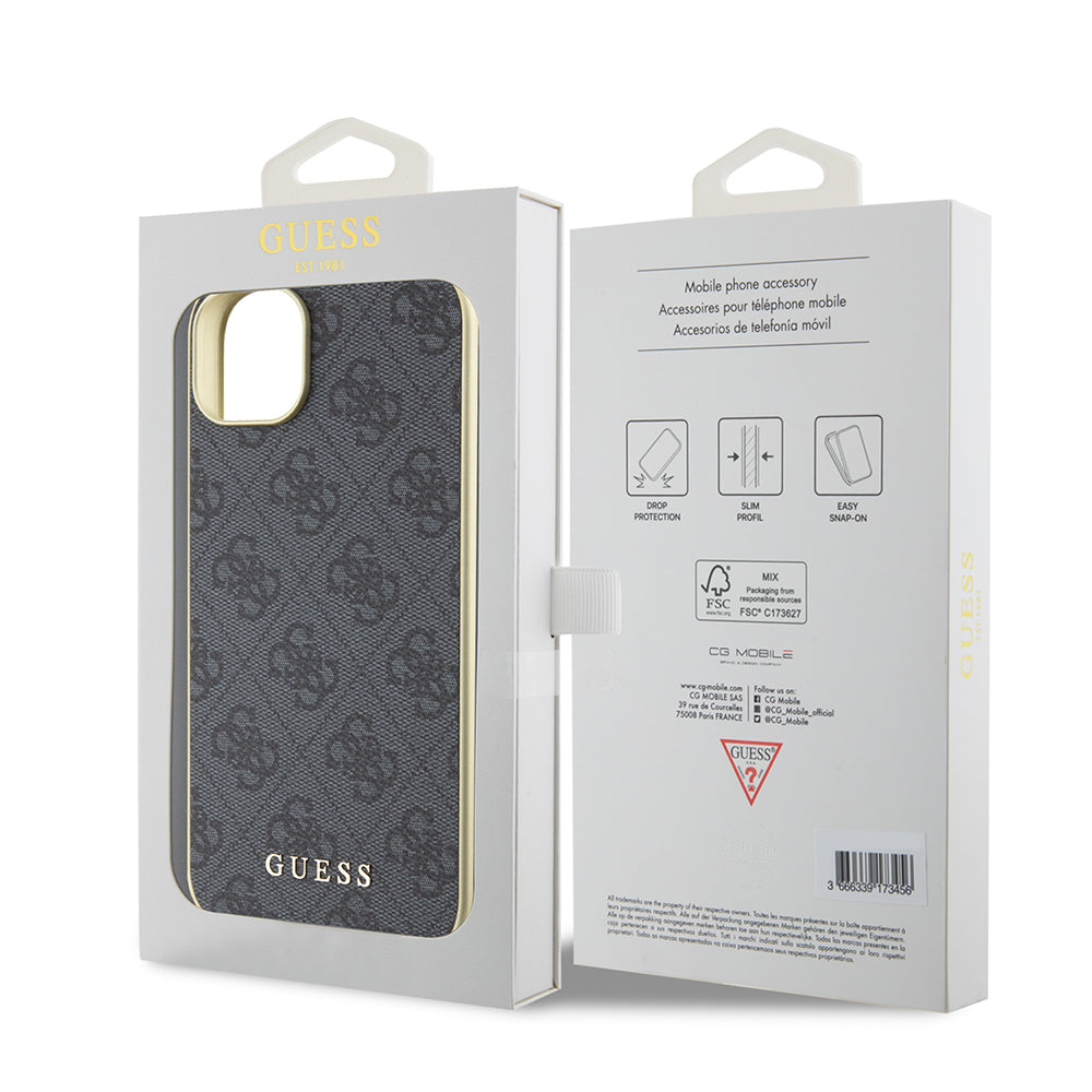 Capa para Apple iPhone 15 Plus, Guess, 4G Charm, Cinzento
