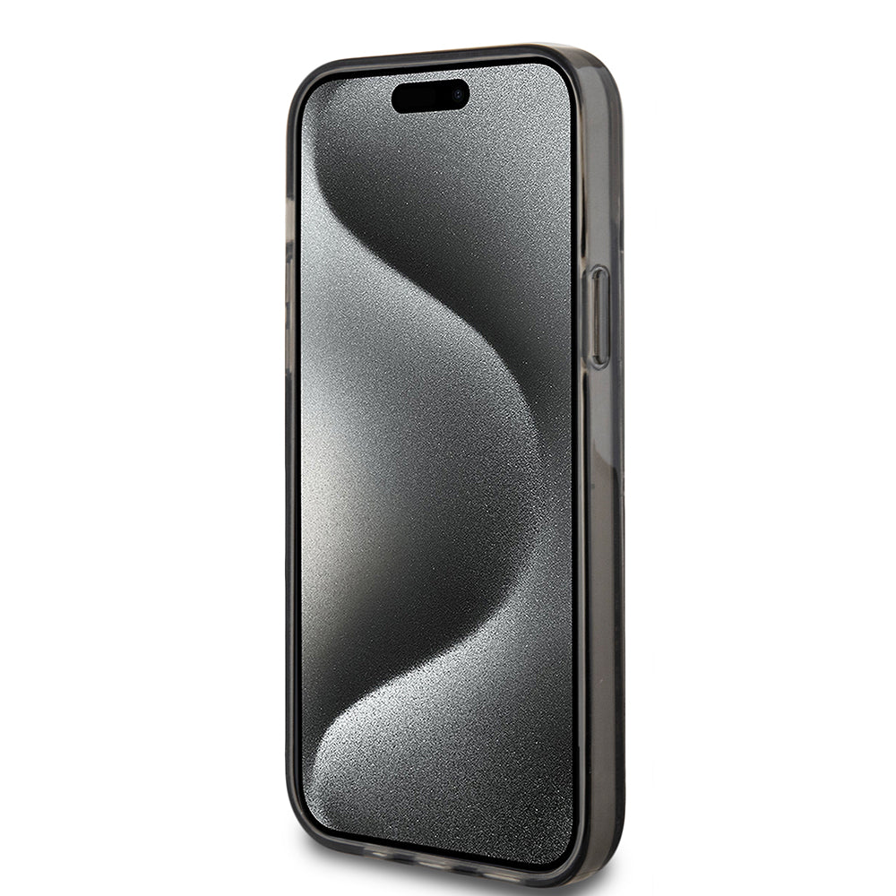 Capa para Apple iPhone 15 Plus, Guess, Liquid Glitter Gold Stripes, Preta