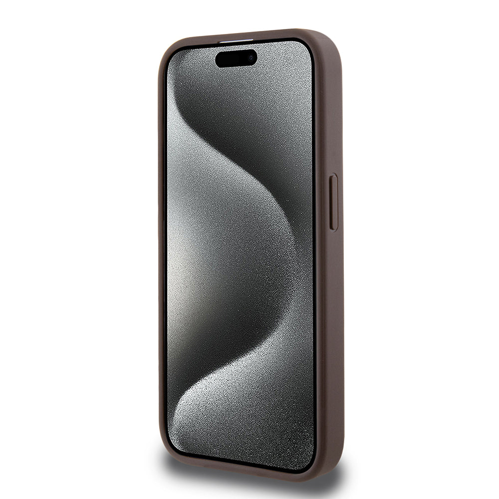 Capa para Apple iPhone 15 Pro, Guess, 4G Stripe, Castanho