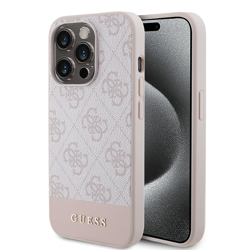 Capa para Apple iPhone 15 Pro, Guess, 4G Stripe, Rosa
