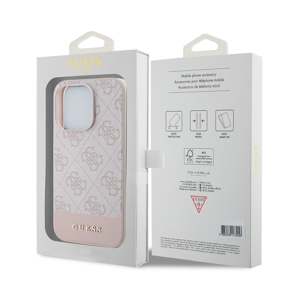 Capa para Apple iPhone 15 Pro, Guess, 4G Stripe, Rosa