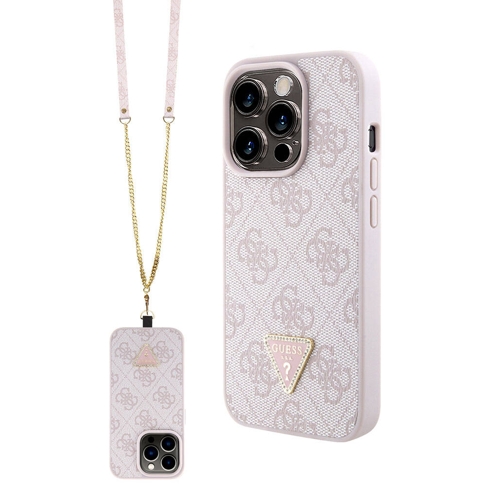 Capa para Apple iPhone 15 Pro, Guess, Crossbody 4G Metal Logo, Rosa