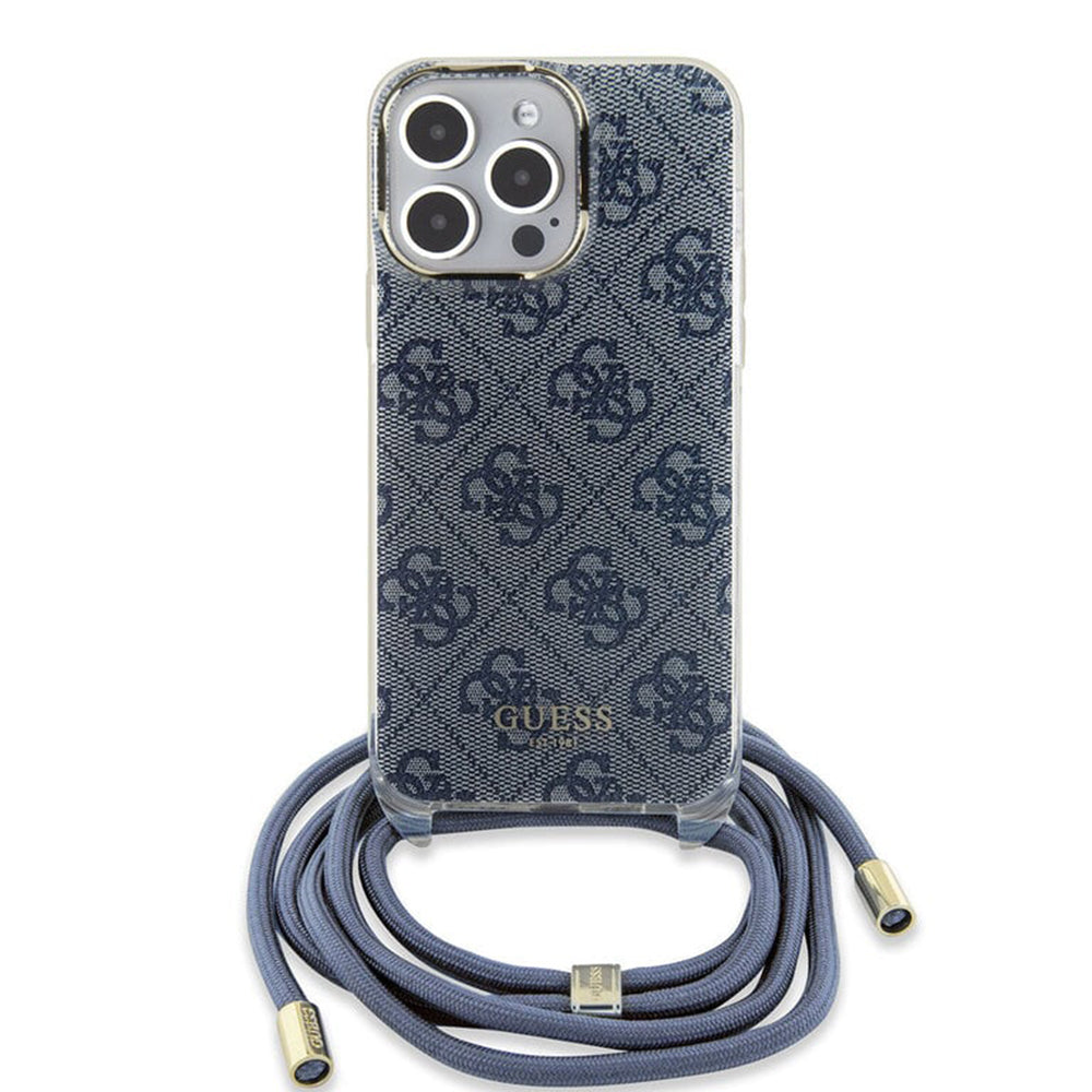 Capa para Apple iPhone 15 Pro, Guess, Crossbody Cord 4G Print, Azul