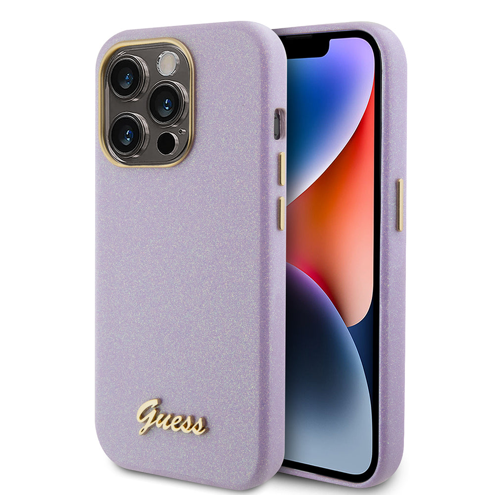 Capa para Apple iPhone 15 Pro, Guess, Glitter Glossy Script, Lilás Claro