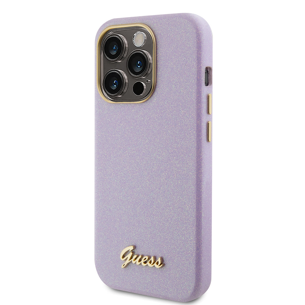 Capa para Apple iPhone 15 Pro, Guess, Glitter Glossy Script, Lilás Claro
