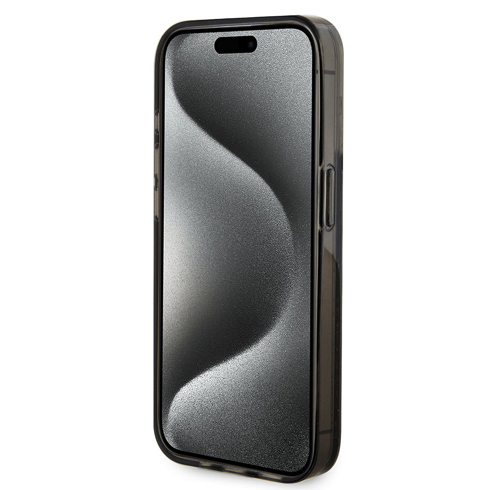 Capa para Apple iPhone 15 Pro, Guess, Liquid Glitter Gold Stripe, Preta