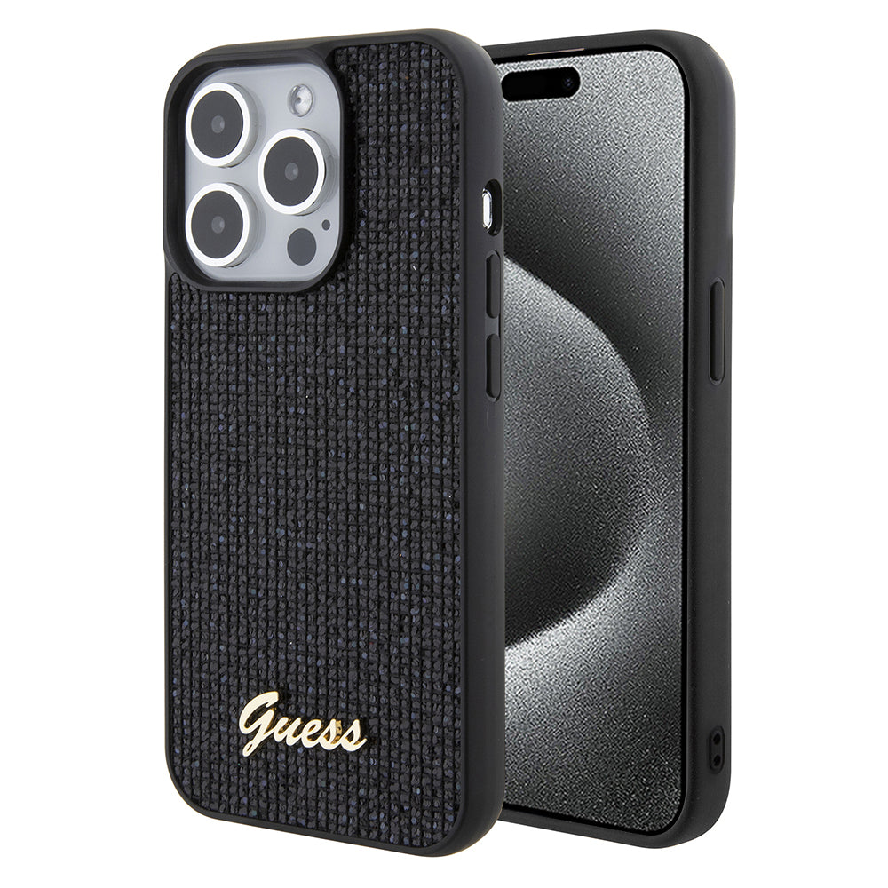 Capa para Apple iPhone 15 Pro, Guess, PU Square Mirror Script Logo, Preta