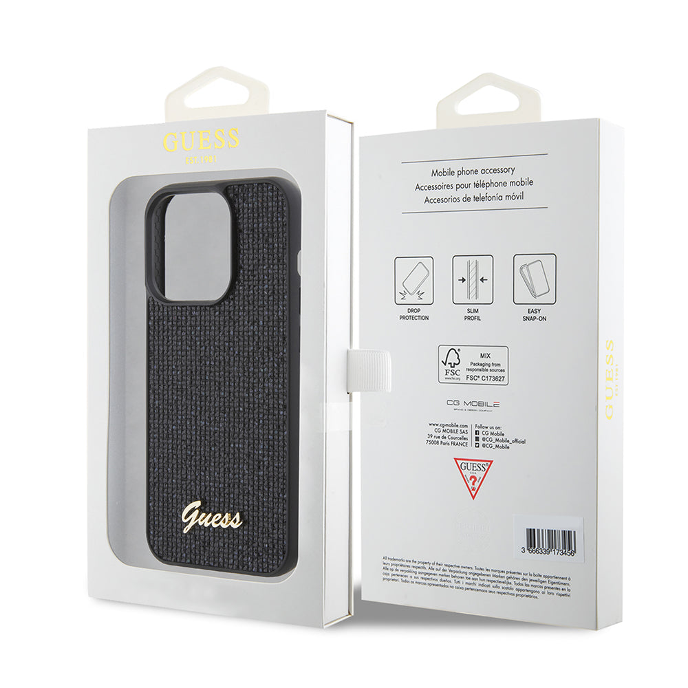 Capa para Apple iPhone 15 Pro, Guess, PU Square Mirror Script Logo, Preta