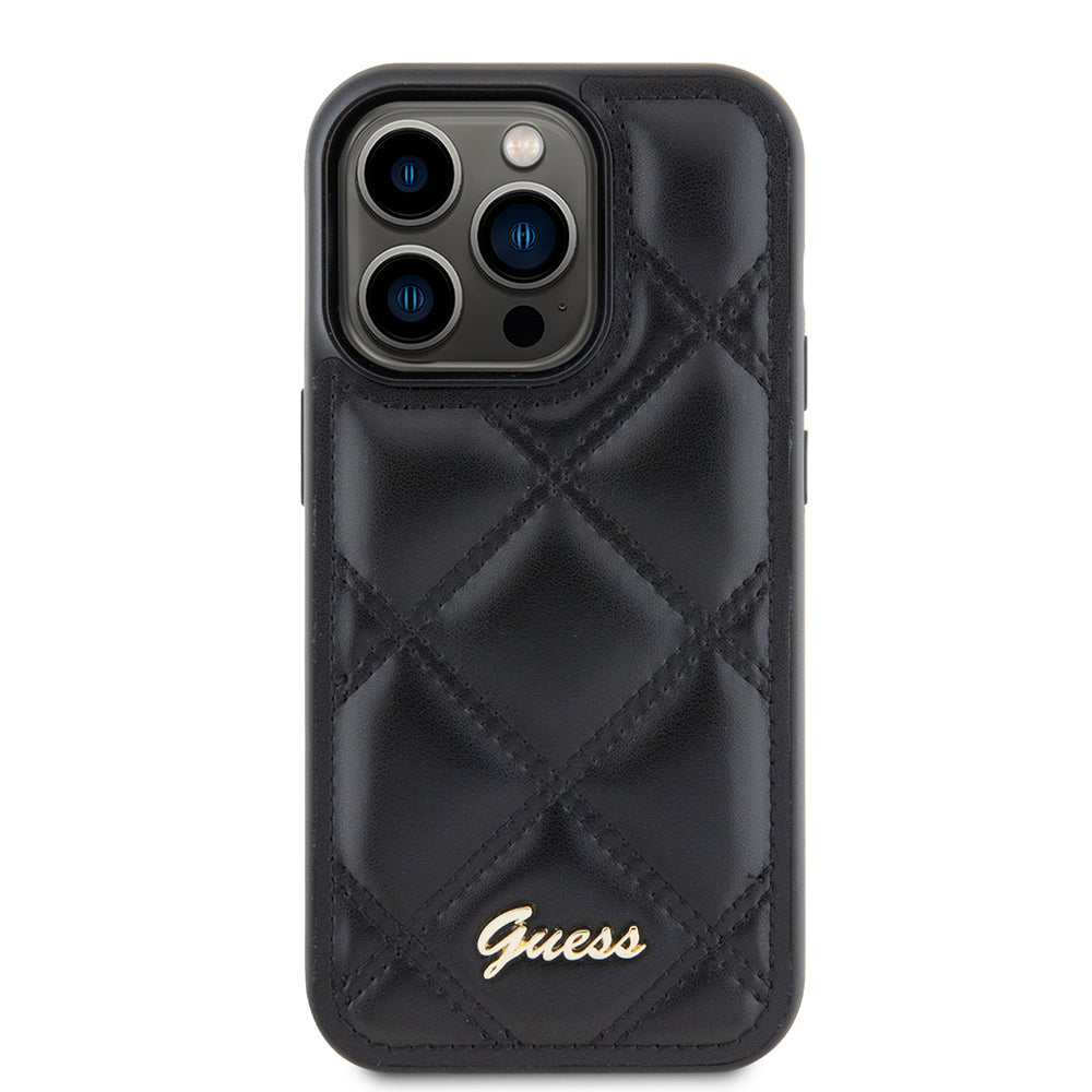 Capa para Apple iPhone 15 Pro, Guess, Quilted Metal Logo, Preta