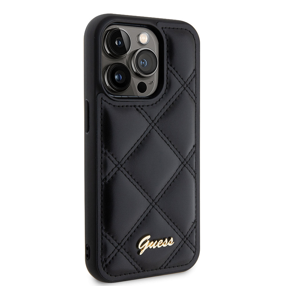 Capa para Apple iPhone 15 Pro, Guess, Quilted Metal Logo, Preta