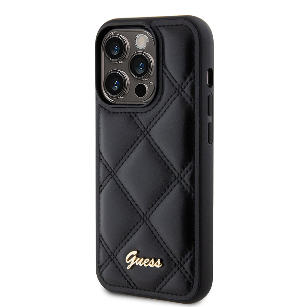 Capa para Apple iPhone 15 Pro, Guess, Quilted Metal Logo, Preta