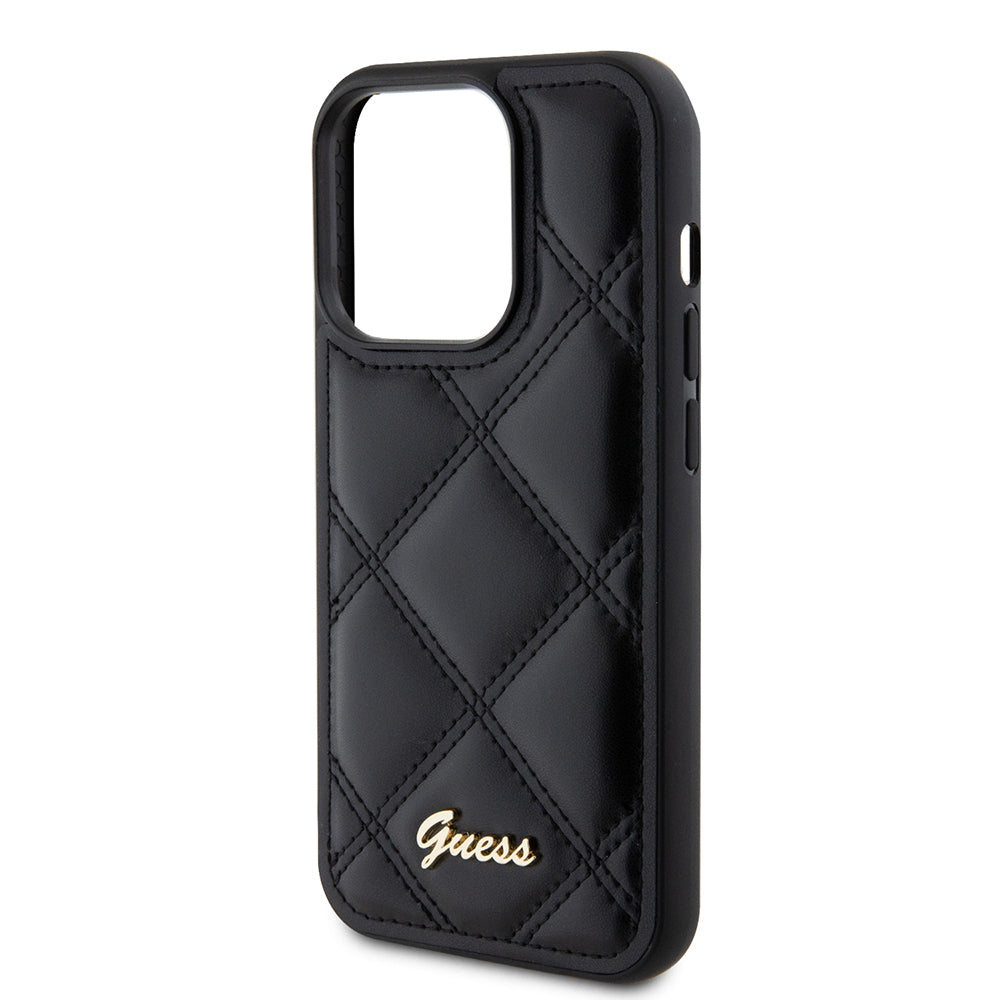 Capa para Apple iPhone 15 Pro, Guess, Quilted Metal Logo, Preta