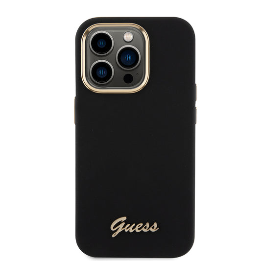 Capa para Apple iPhone 15 Pro, Guess, Script Metal Logo & Frame, Preta