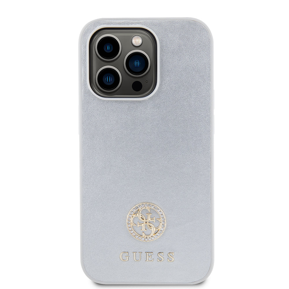 Capa para Apple iPhone 15 Pro, Guess, Strass Metal Logo, Prateada