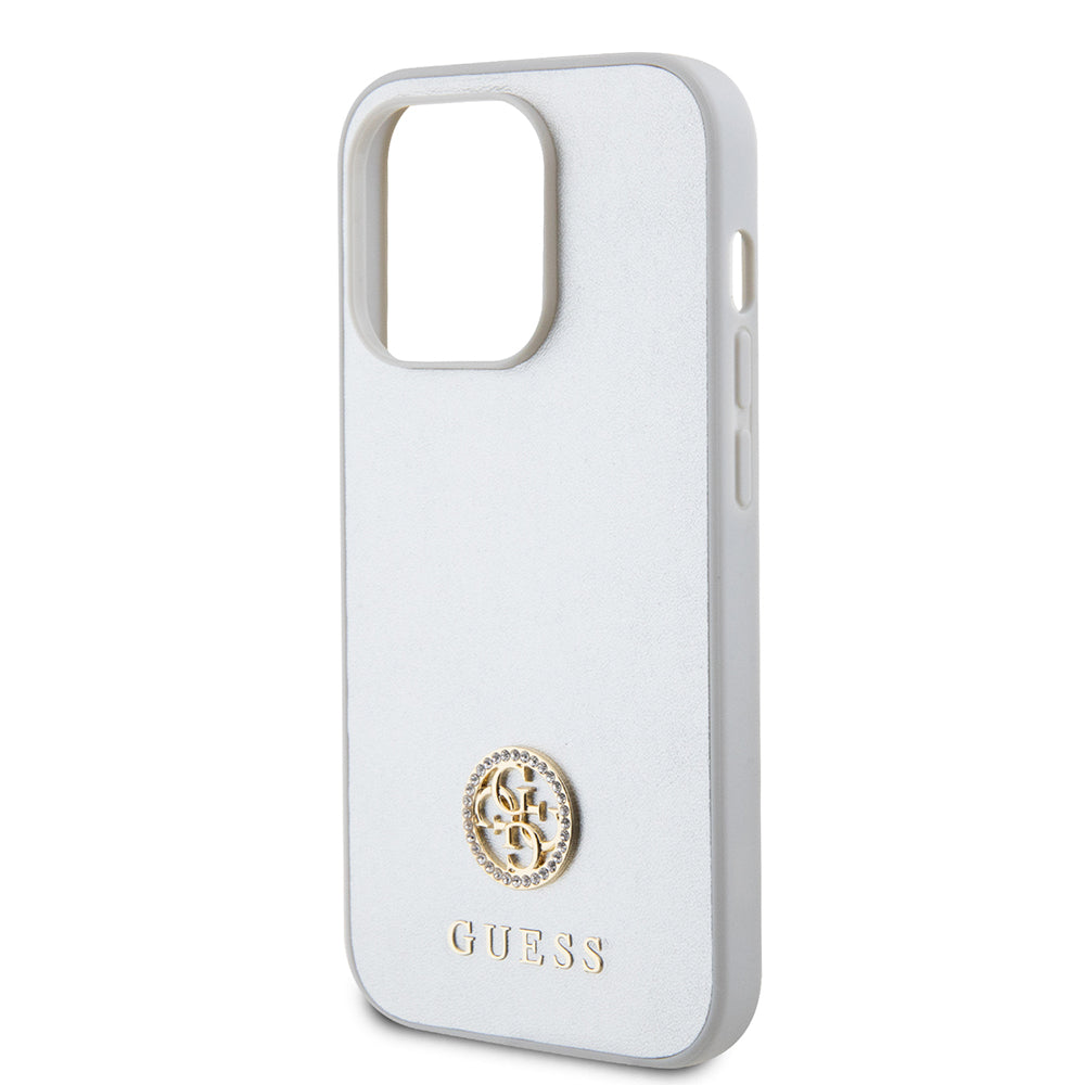 Capa para Apple iPhone 15 Pro, Guess, Strass Metal Logo, Prateada