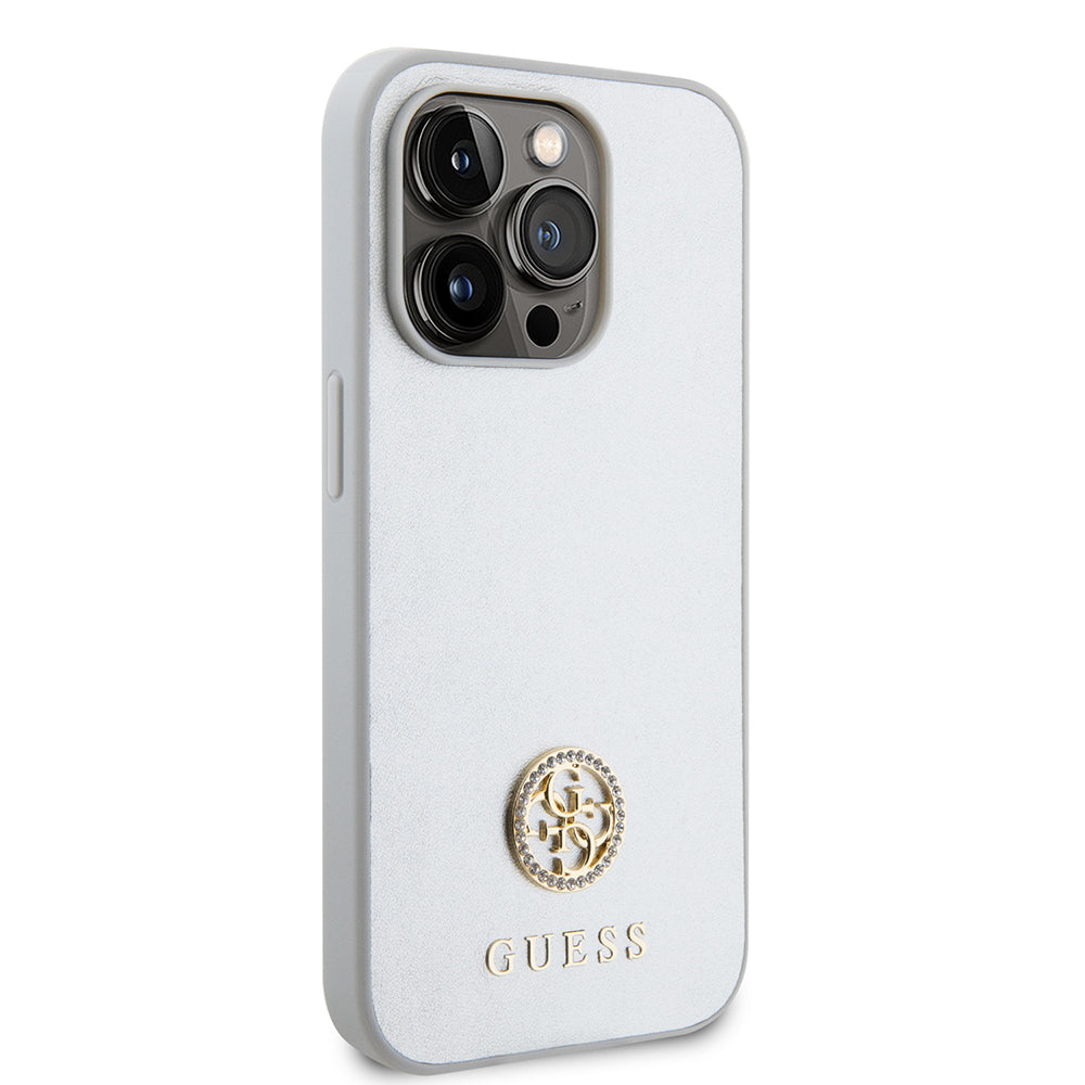 Capa para Apple iPhone 15 Pro, Guess, Strass Metal Logo, Prateada