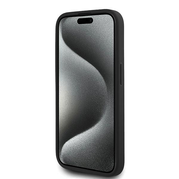 Case for Apple iPhone 15 Pro, Karl Lagerfeld, Diagonal Quilted Script, Black