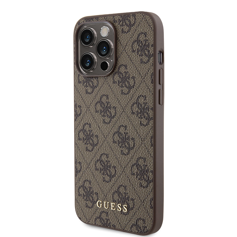 Capa para Apple iPhone 15 Pro Max, Guess, 4G Metal Gold Logo, Castanho