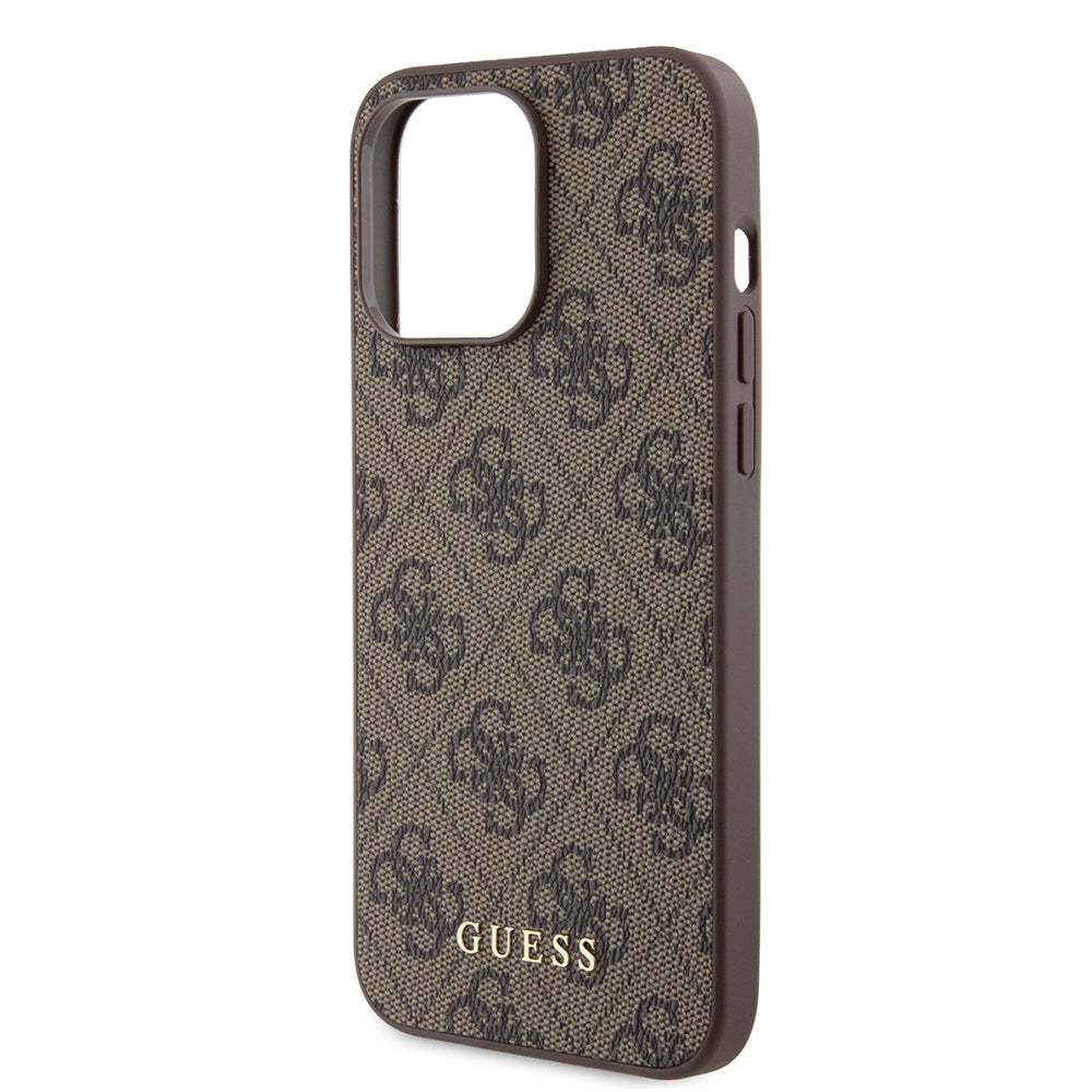 Capa para Apple iPhone 15 Pro Max, Guess, 4G Metal Gold Logo, Castanho