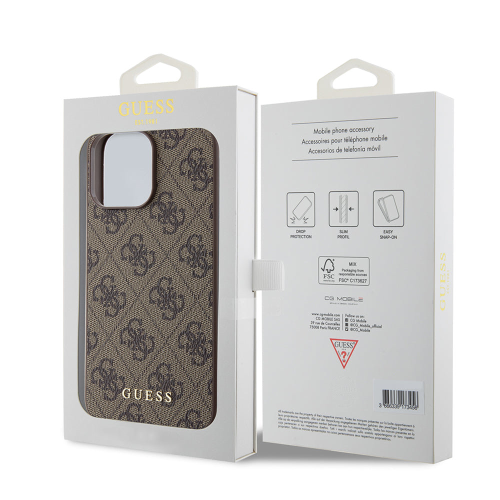 Capa para Apple iPhone 15 Pro Max, Guess, 4G Metal Gold Logo, Castanho