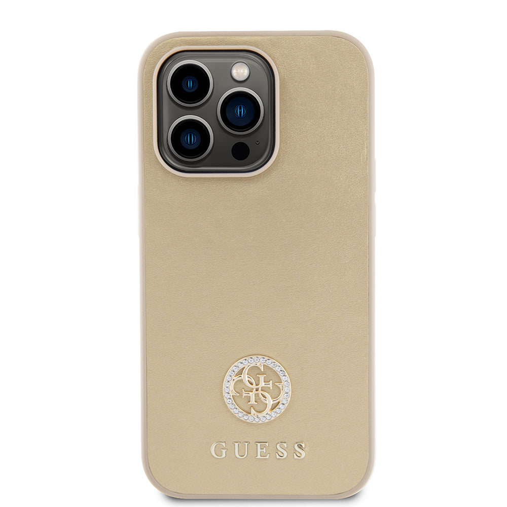 Capa para Apple iPhone 15 Pro Max, Guess, 4G Strass Metal Logo, Dourada