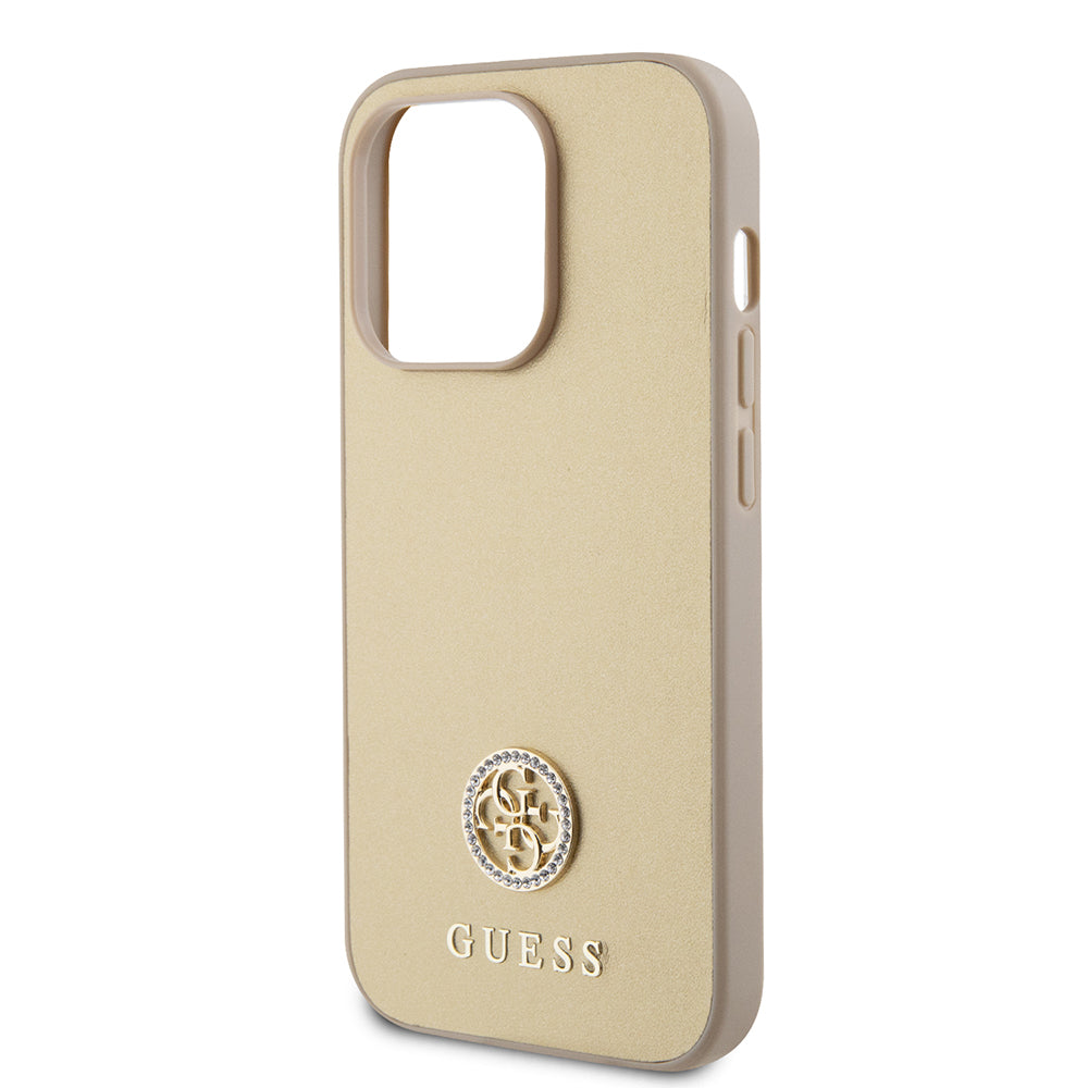 Capa para Apple iPhone 15 Pro Max, Guess, 4G Strass Metal Logo, Dourada