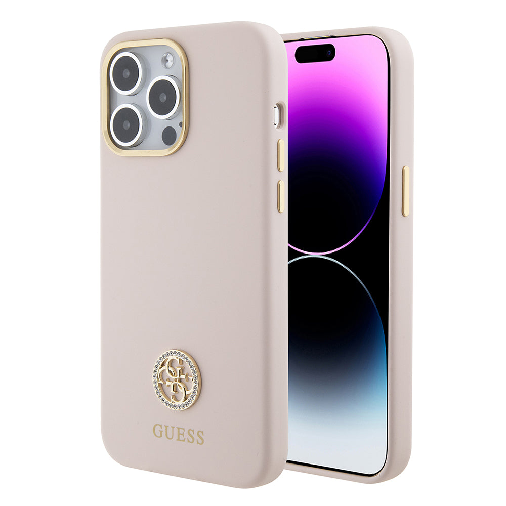 Capa para Apple iPhone 15 Pro Max, Guess, 4G Strass Metal Logo, Rosa