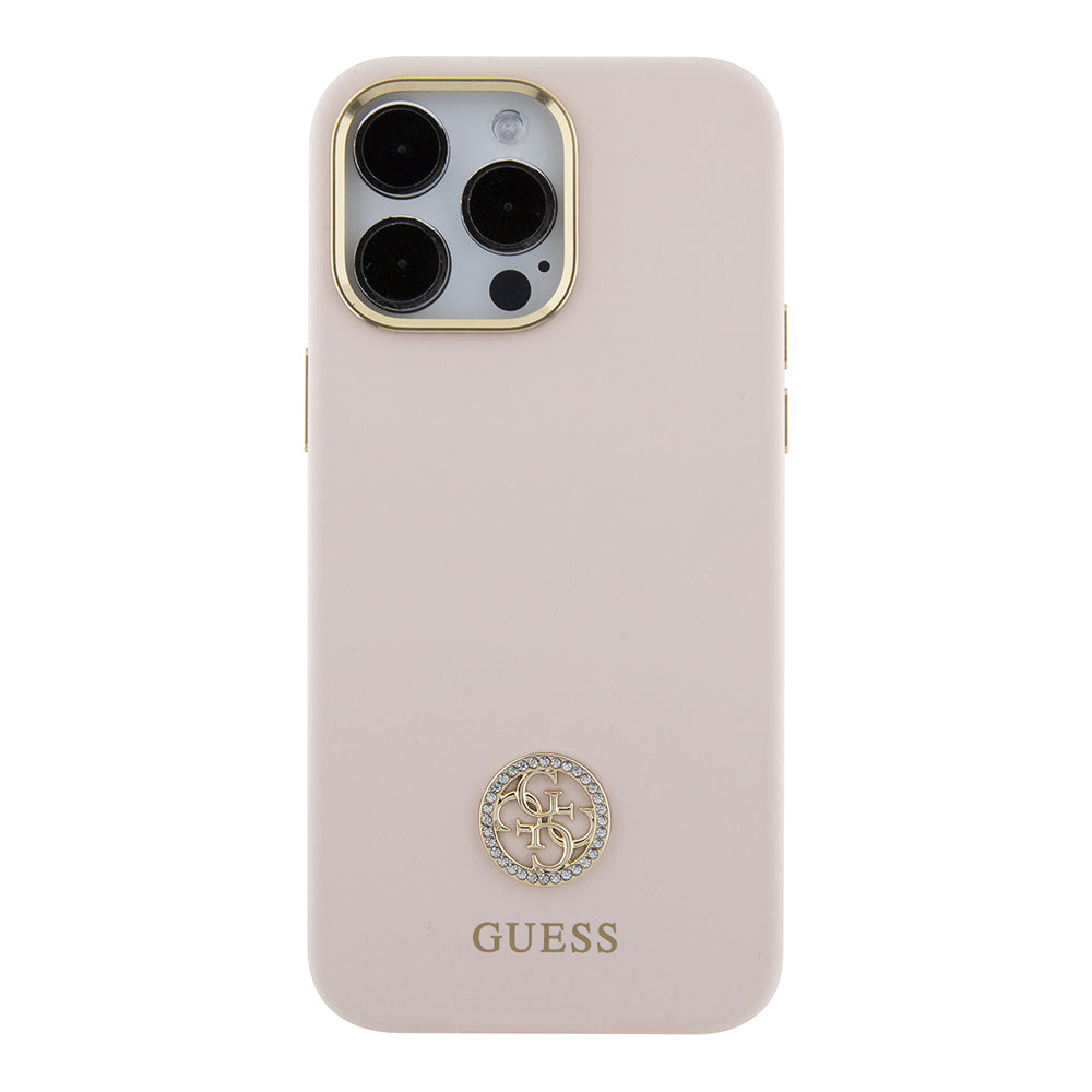 Capa para Apple iPhone 15 Pro Max, Guess, 4G Strass Metal Logo, Rosa