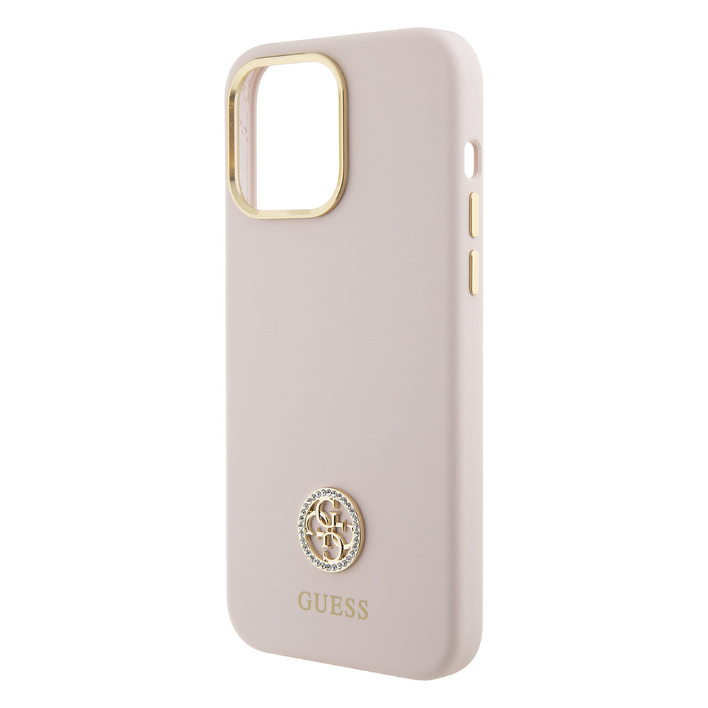 Capa para Apple iPhone 15 Pro Max, Guess, 4G Strass Metal Logo, Rosa